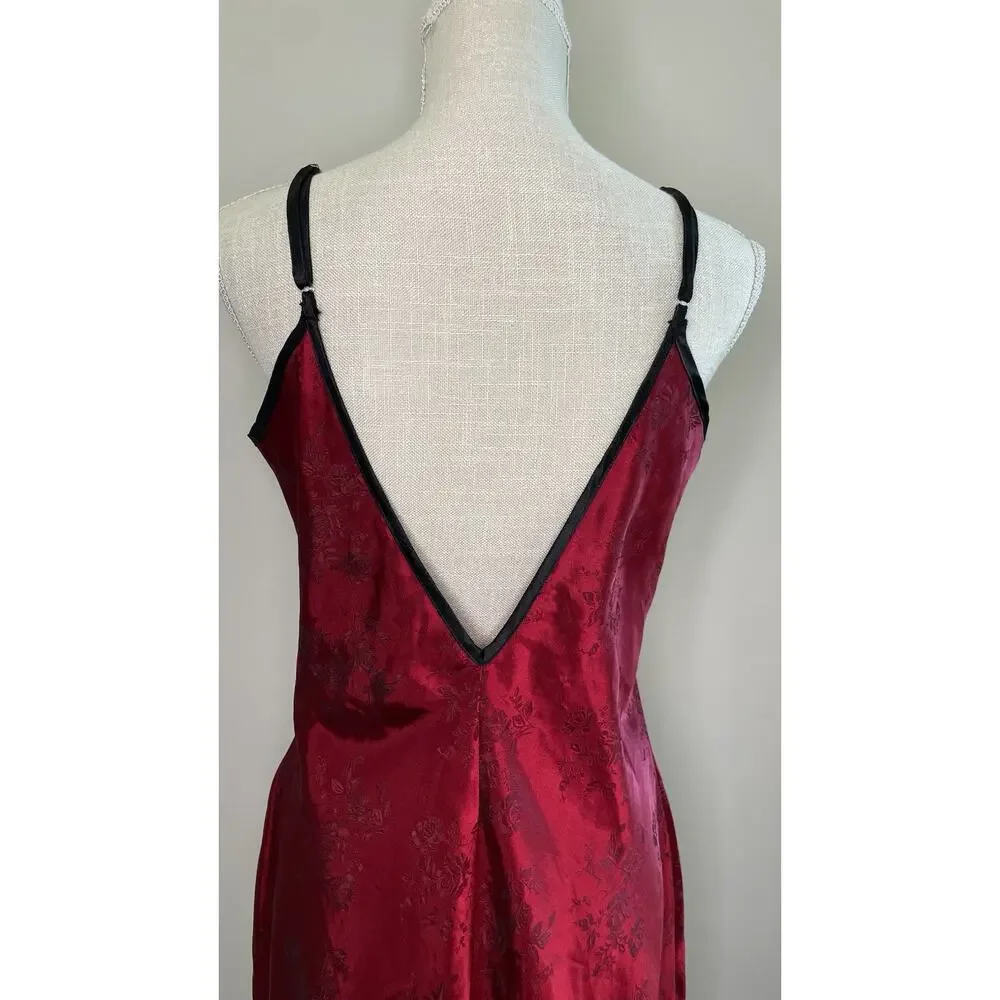 Vintage California Miss Lace Slip Dress Lingerie Nightgown Nightie Gothic Red M